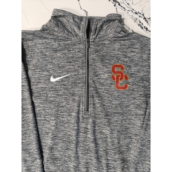 Nike Dri-Fit USC Trojans 1/4 Zip Pullover Men's Medium Performance Black Grey - Picture 1 of 9